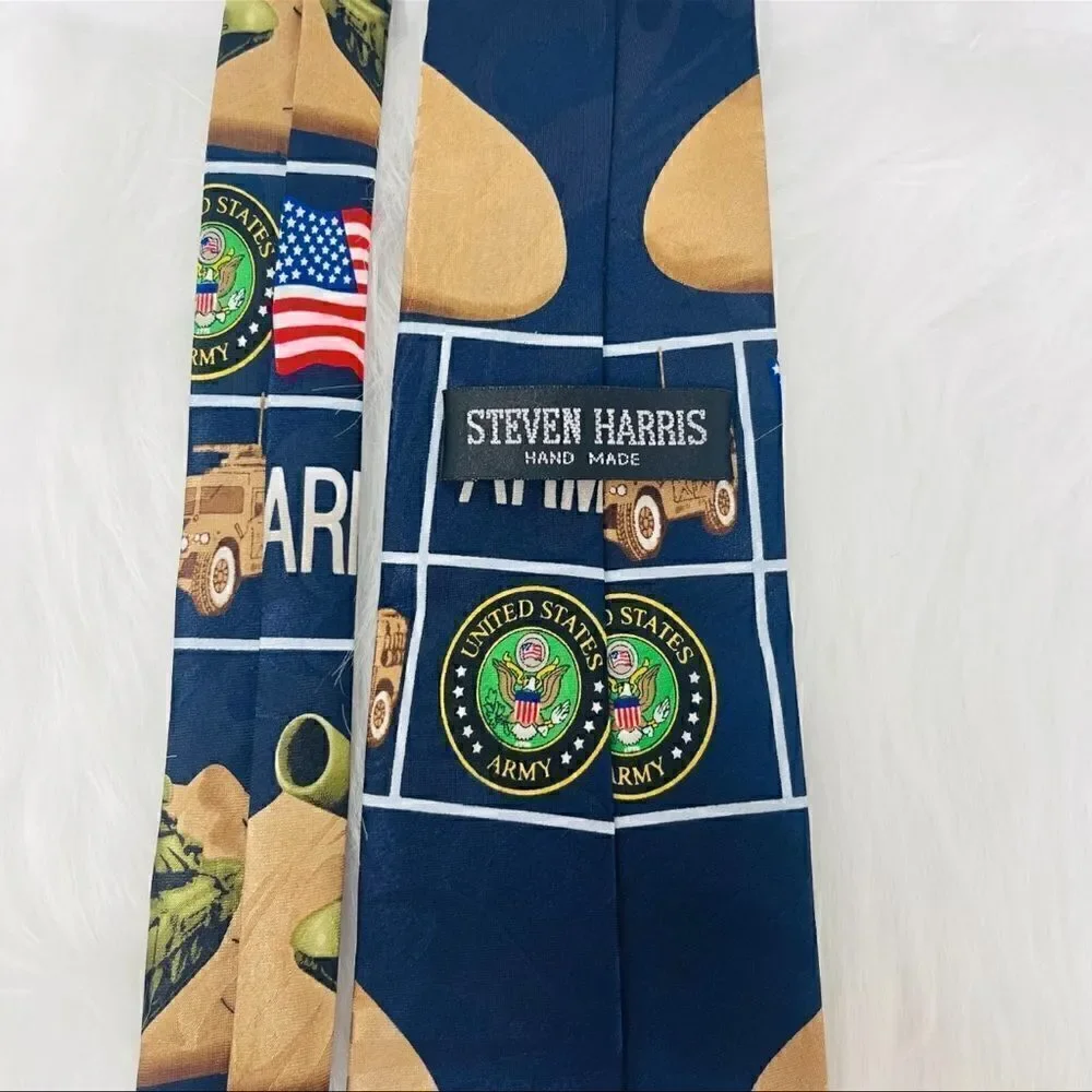 Steven Harris Mens United States Army Military Necktie Patriotic EUC